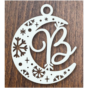Drevená vianočná ozdoba mesiac s písmenom