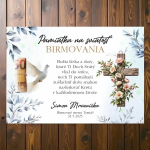 Tabuľka na birmovku, modrá