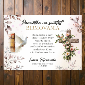 Tabuľka na birmovku, ružová