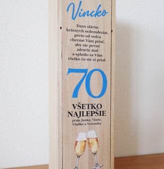 Drevená krabica na fľašu k jubileu, farebná 1