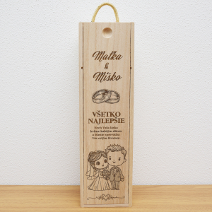 Drevená svadobná krabica na fľašu, gravírovaná 6