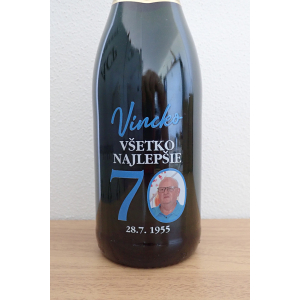 Etiketa na fľašu s vlastnou fotkou, modrá