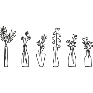 Šesťdielny drevený obraz kvety vo váze