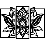 Trojdielny drevený obraz mandala 3