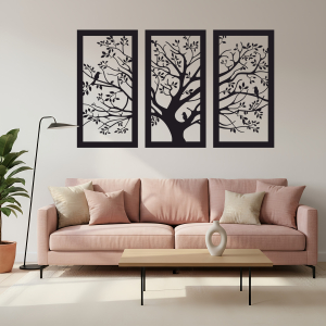 Trojdielny Dreveny Obraz Strom 2