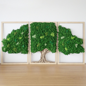 Machový obraz strom, trojdielny